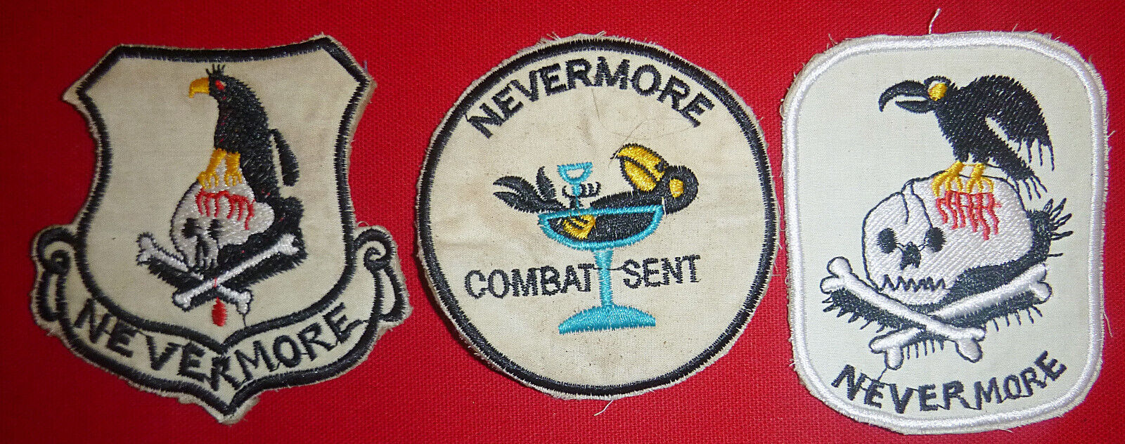 Lot x 3 NEVERMORE PATCH - 56th Special Operations - USAF The RAVEN - Vietnam War