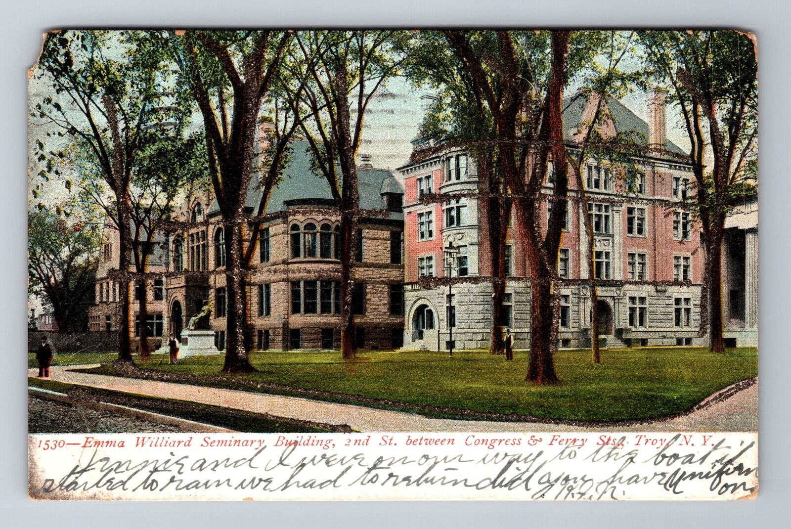 Troy NY-New York, Emma Williard Seminary Building, Vintage c1906 Postcard