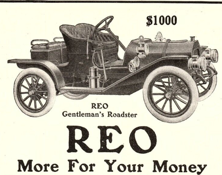 1908 REO MOTOR CAR COMPANY AUTOMOBILE MICHIGAN VINTAGE ADVERTISEMENT Z472
