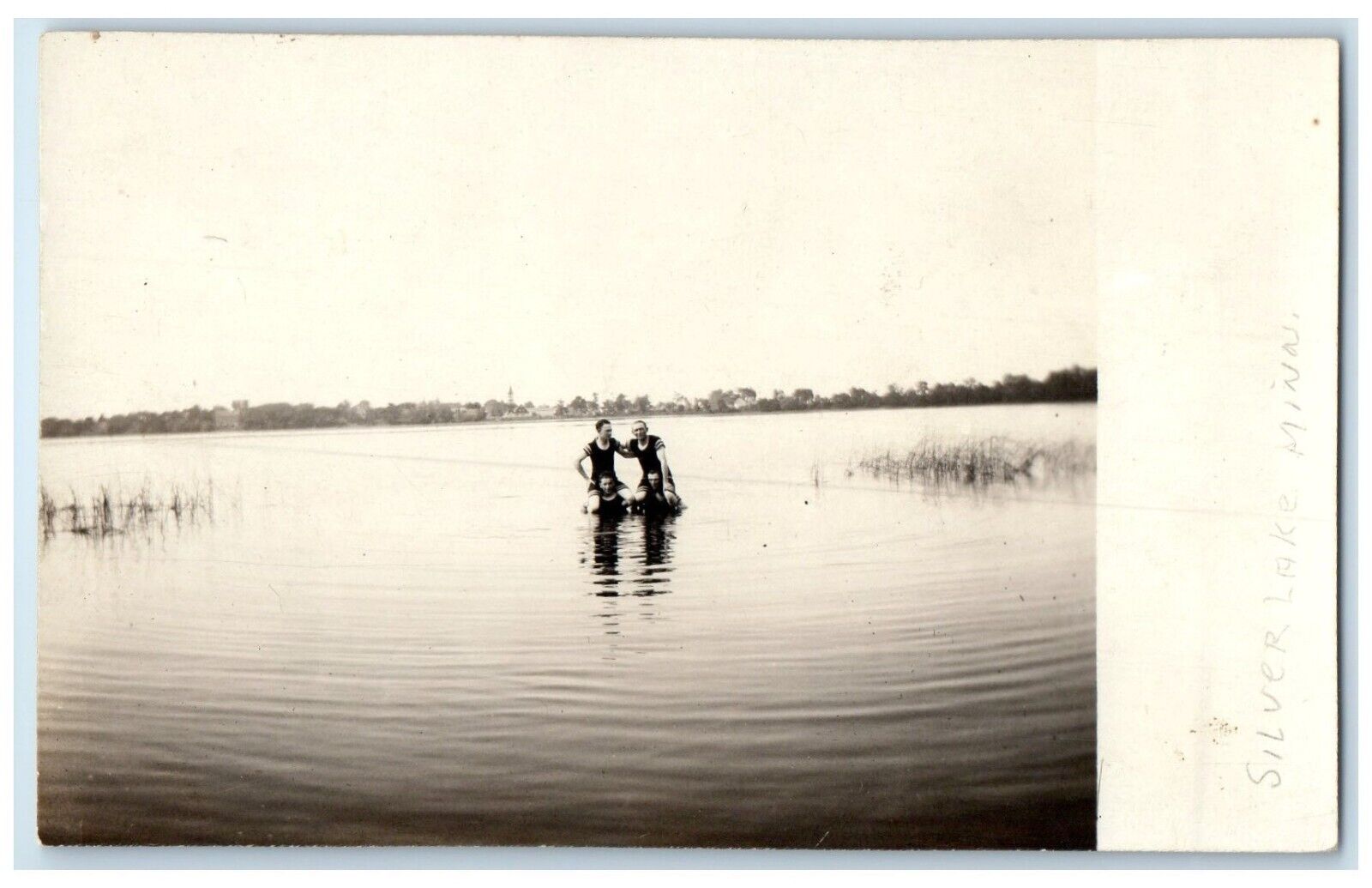 c1910's Boys Swimming Scene Silver Lake Minnesota MN RPPC Photo Antique Postcard