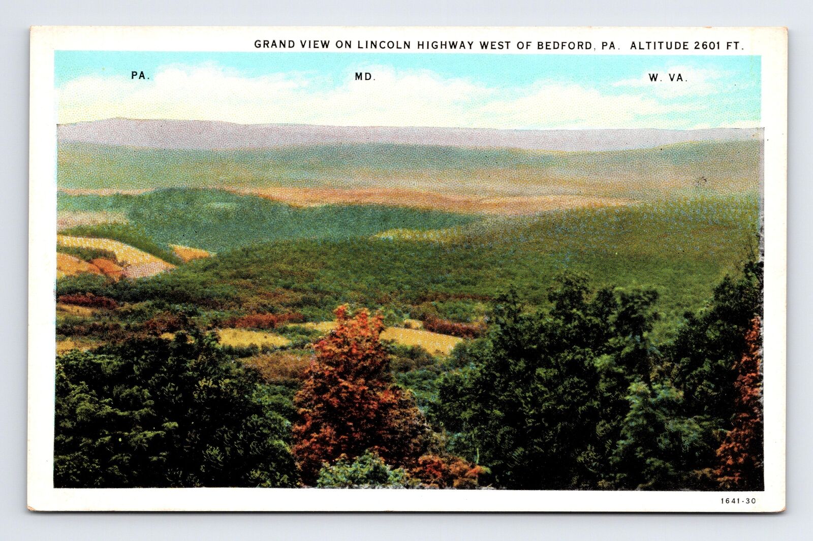 WB Postcard Bedford PA Pennsylvania Grand View Lincoln Highway 3 State View