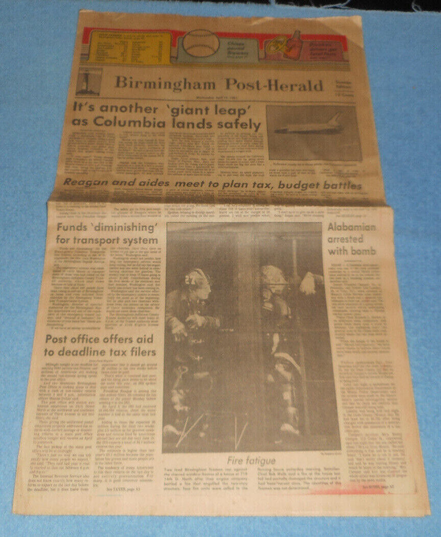 Birmingham Post-Herald Newspaper Apr 15 1981 Space Shuttle Columbia Lands STS-1