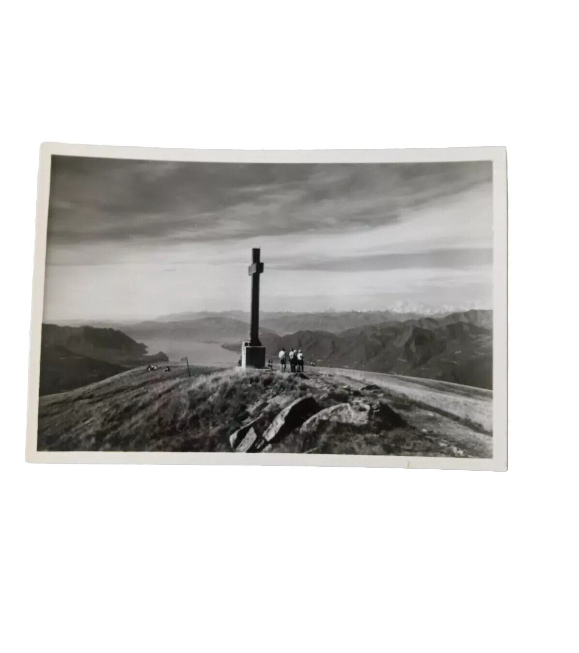 Monte Lema Postcard RPPC Cross Mountains Tourists Clouds Postmark 1959