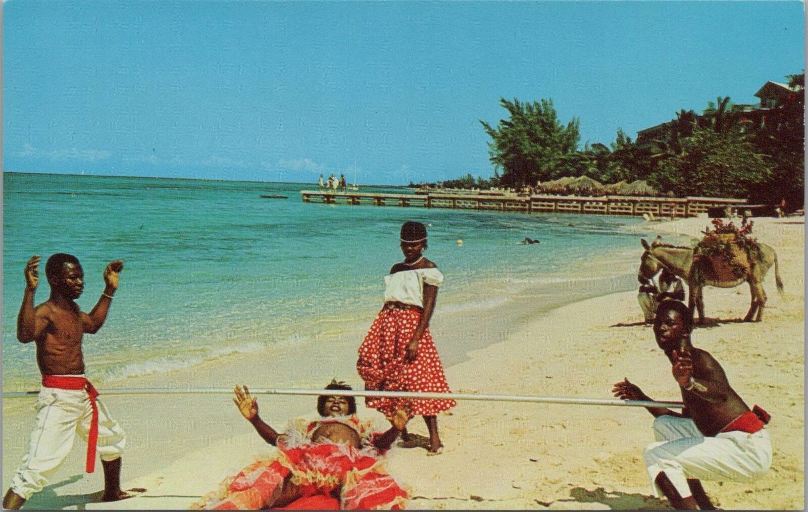 Postcard Doing The Limbo on the Beach in Jamaica WI 