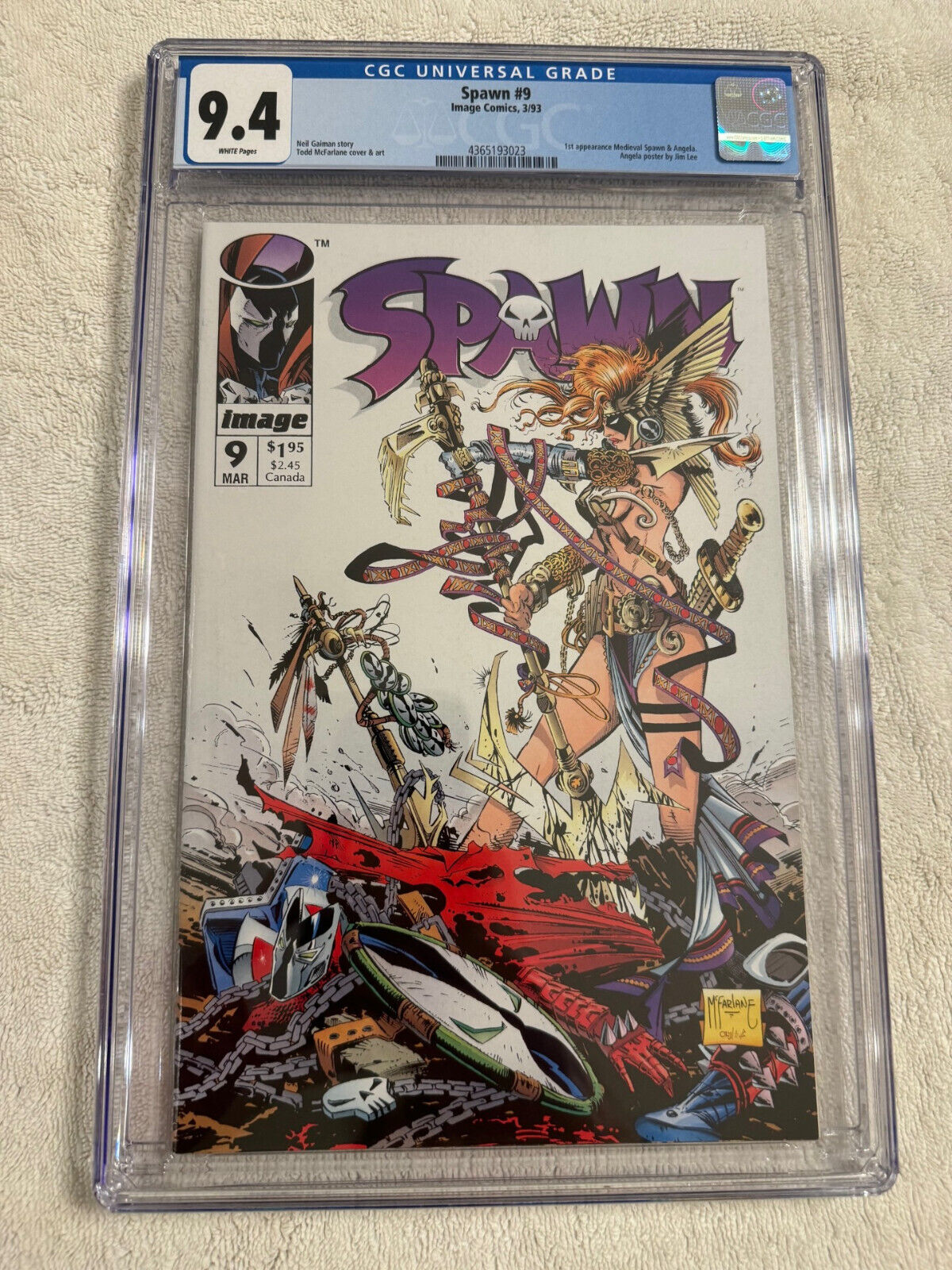 Spawn #9 - CGC 9.4 - White Pages - 1st app. Medieval Spawn & Angela - Image 1993