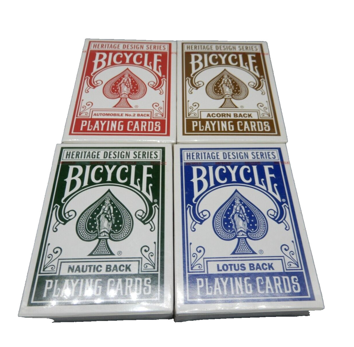 4 Bicycle HERITAGE DESIGN SERIES Playing Card deck NEW/SEALED Acorn, Lotus, Auto