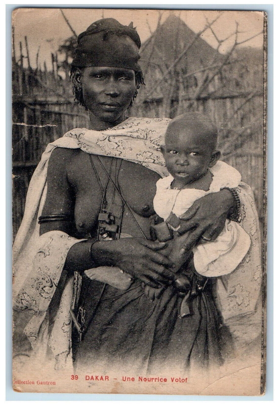 c1950's Une Nourrice Volof Dakar Senegal West Africa Antique Postcard