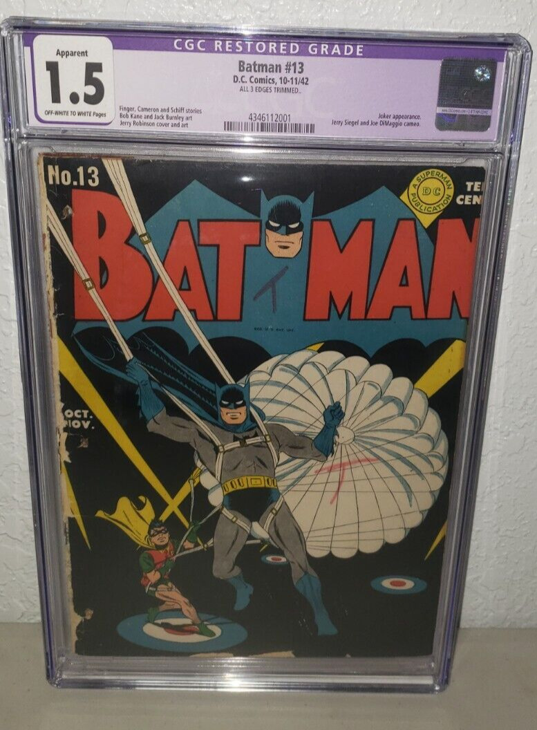 Golden Age Batman #13 CGC 1.5  1942 Classic WW2 Cover Joker Appearance 