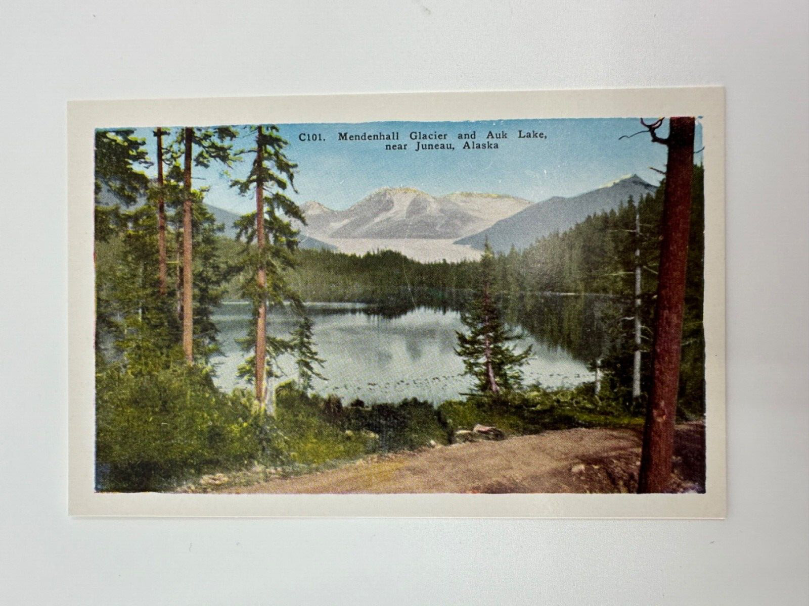 Vintage Alaska HHT Postcard - Mendenhall Glacier, Auk Lake Juneau, AK - NOS New