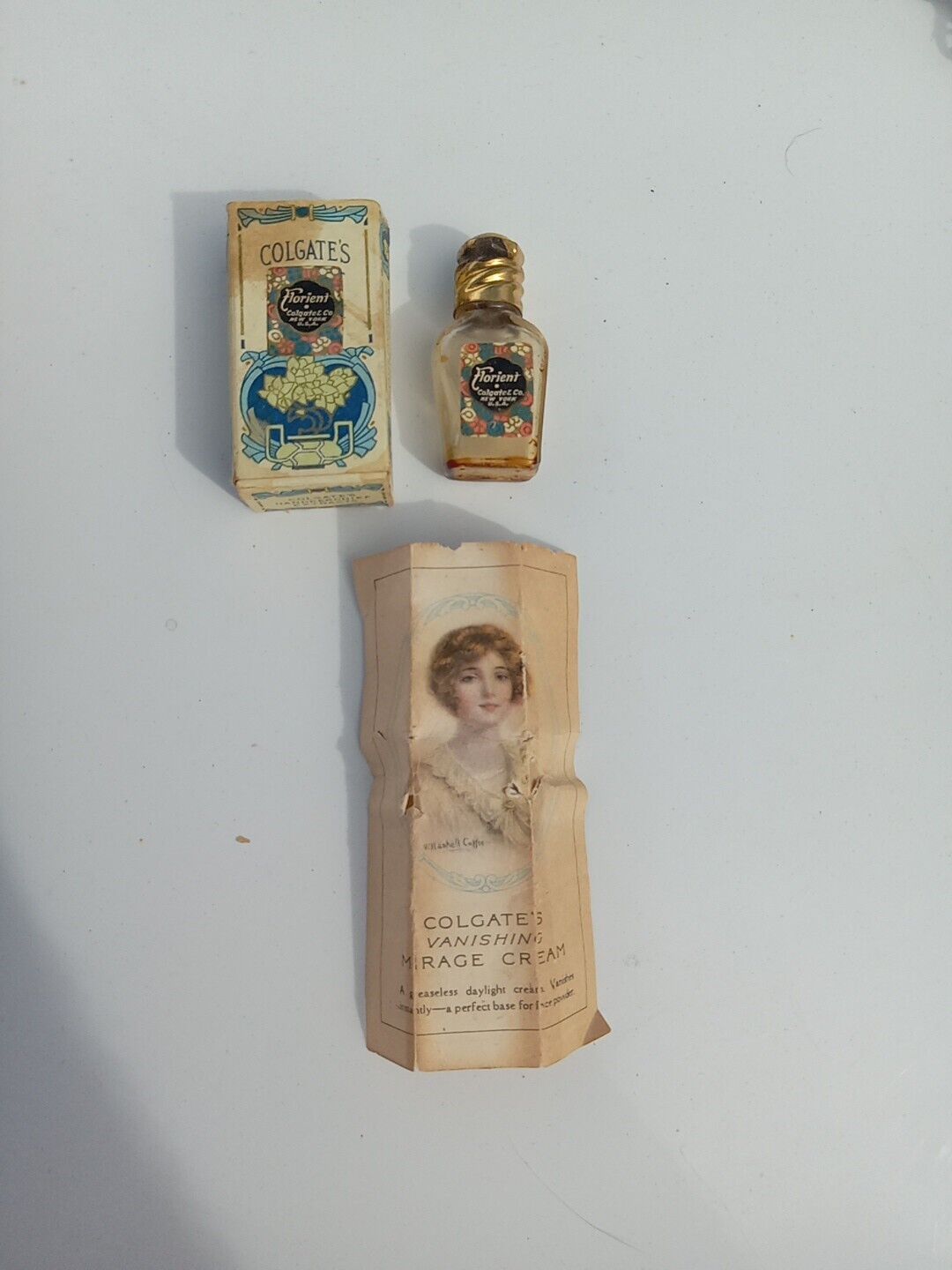 Vintage Colgate Miniature Florient Box & Bottle & Mirage Cream Insert.