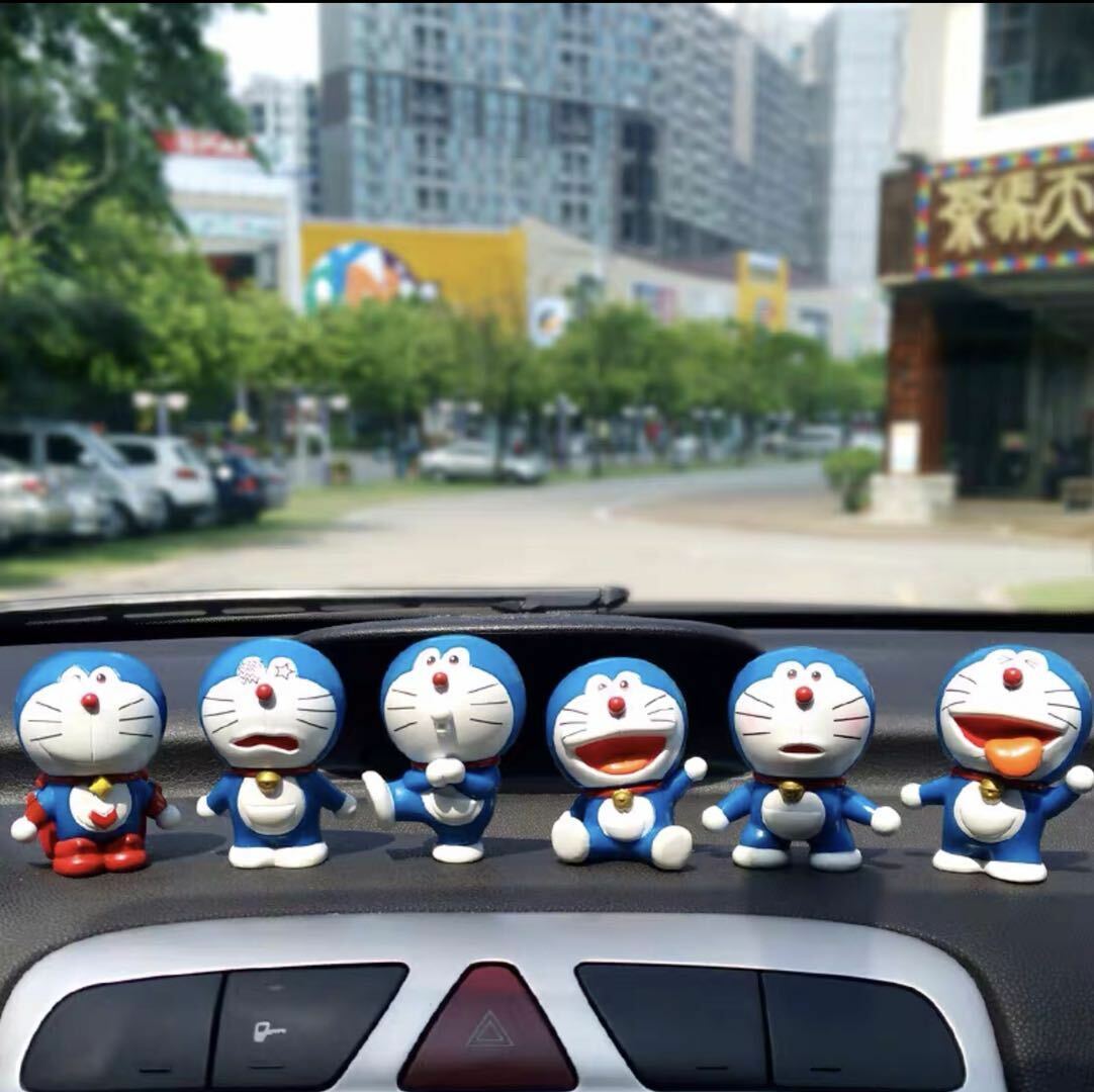 New Set of 6Pcs Doraemon Expressions Figures Kawaii Car Decorations Home Decor
