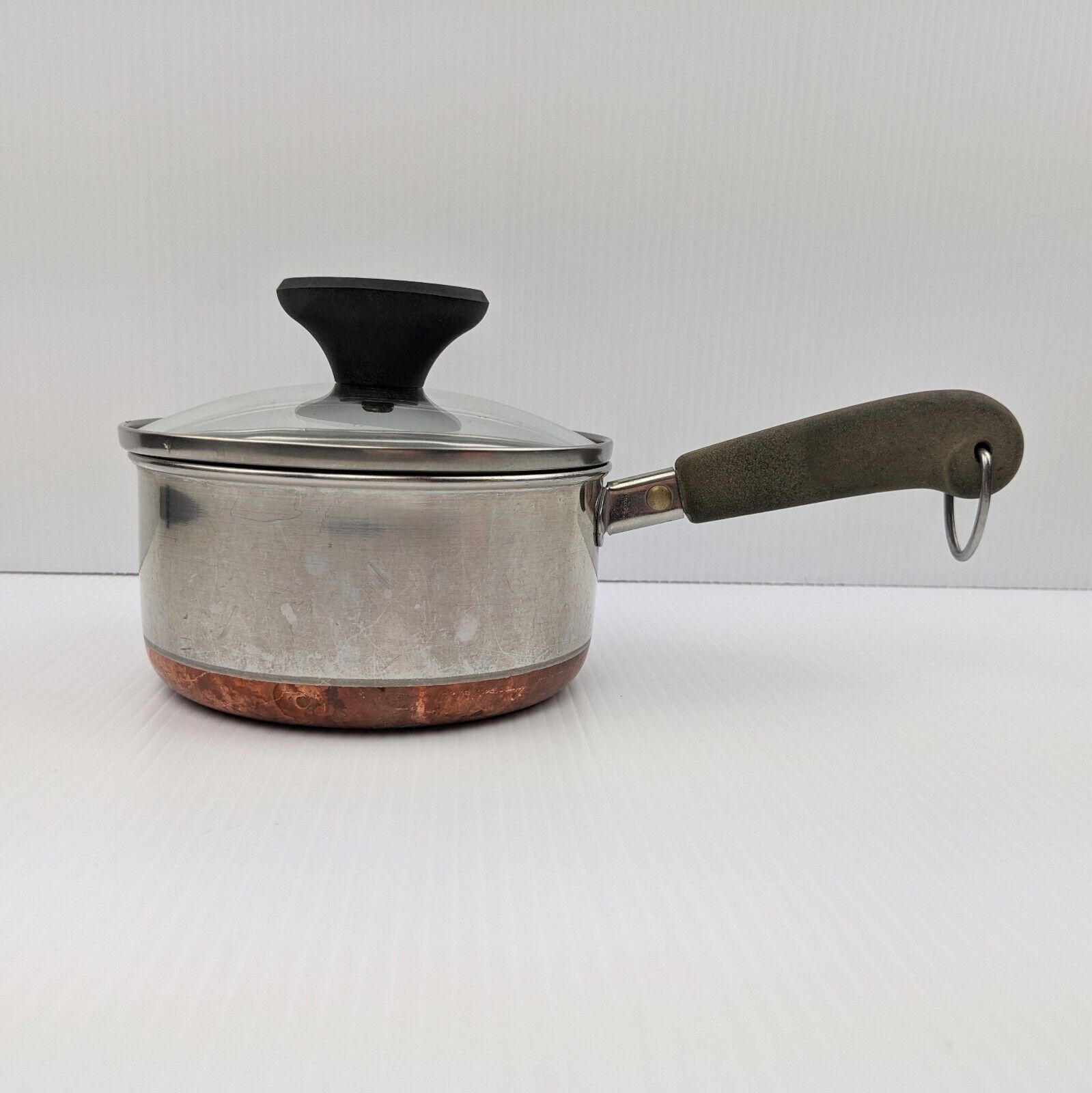 Revere Ware 1 Qt Quart Copper Clad Bottom Sauce Pan Pot w Lid Clinton IL Vintage