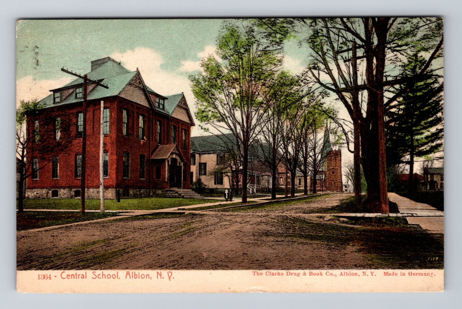 Albion NY-New York, Central School, Antique, Souvenir, Vintage c1914 Postcard