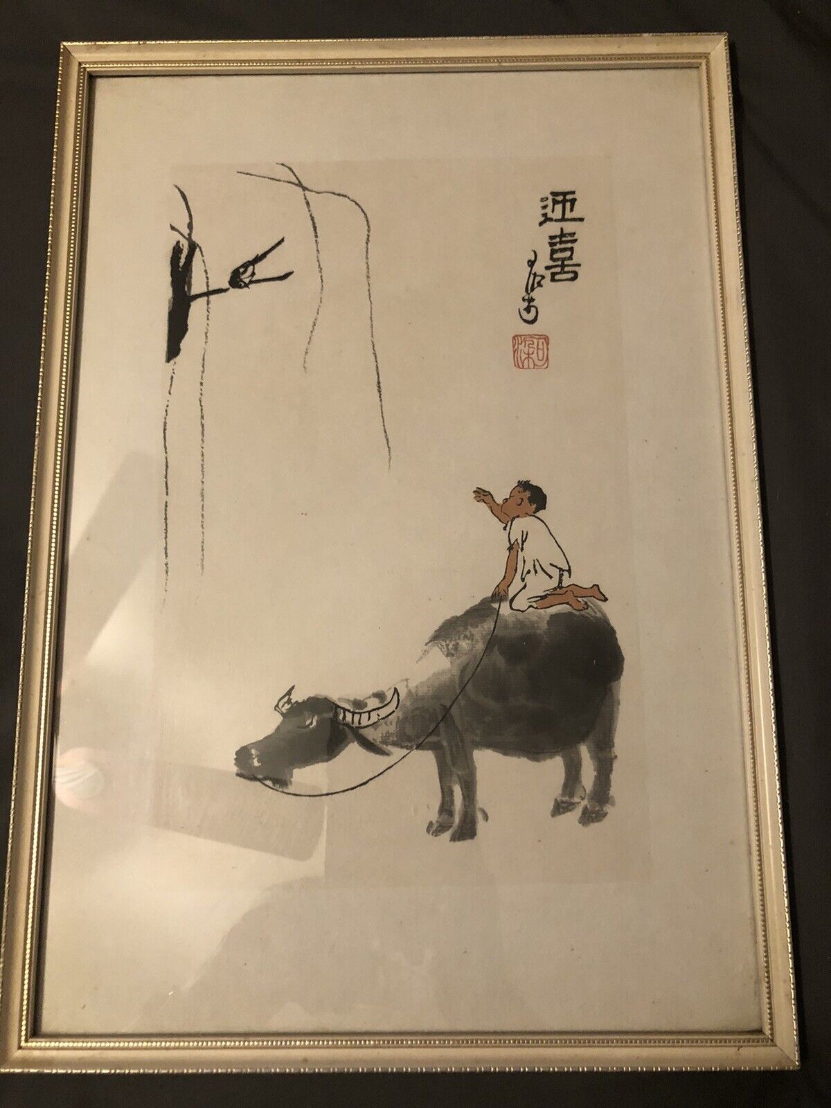 Old Chinese Hand Painting boy herding cattle By Li Keran李可染 牧牛图