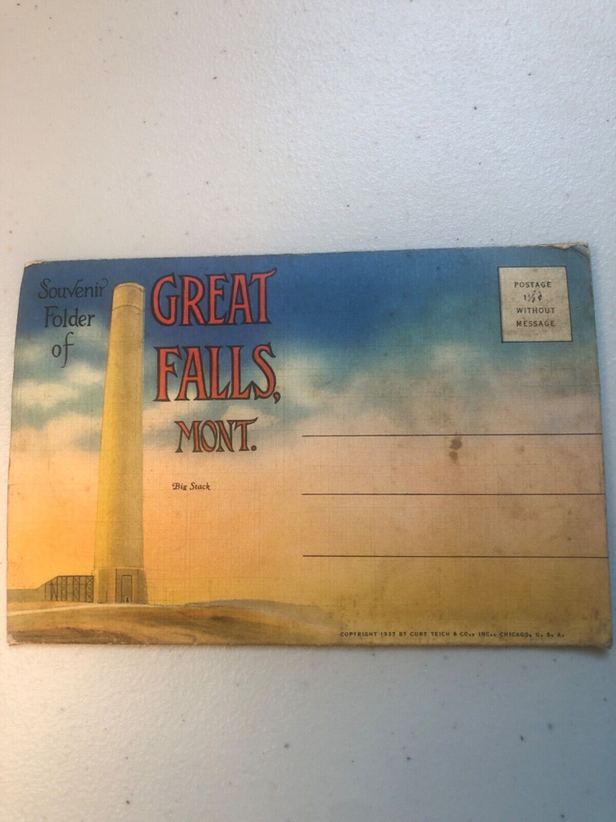 Vintage 1937 Great Falls Montana Uncirculated Postcard Booklet Souvenir