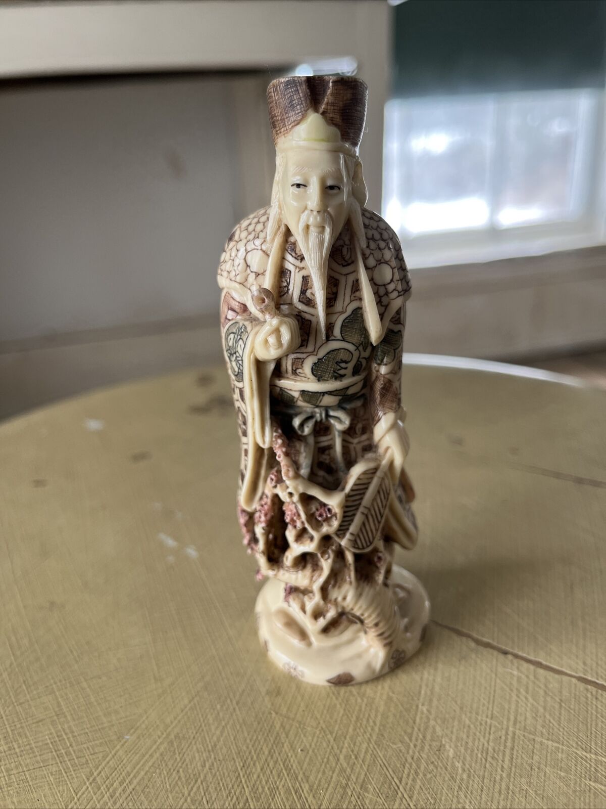 High Detail Chinese Sage Figurine In Bone. Very Well Crafted.