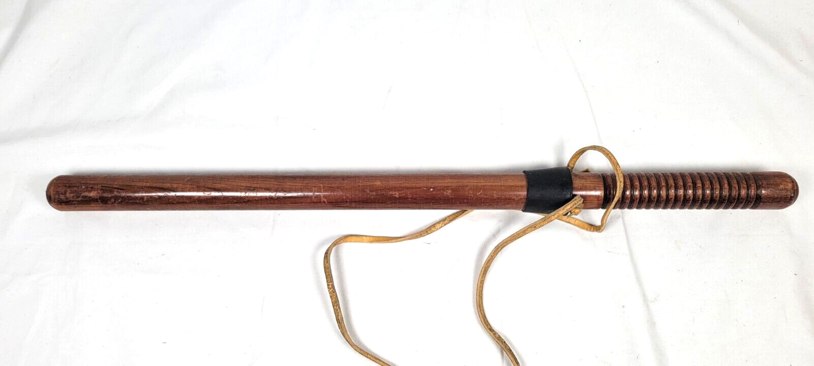 Vintage 26” Wooden Police Baton/Billy Club Solid Wood w/ Leather Strap