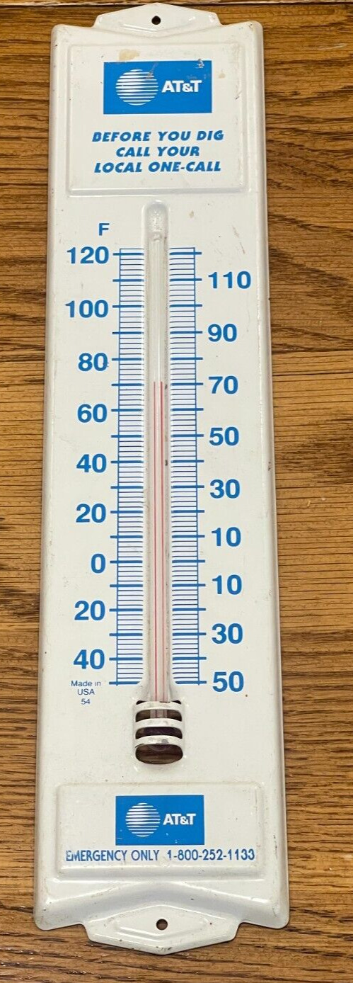 Vintage Metal AT&T Advertising Thermometer