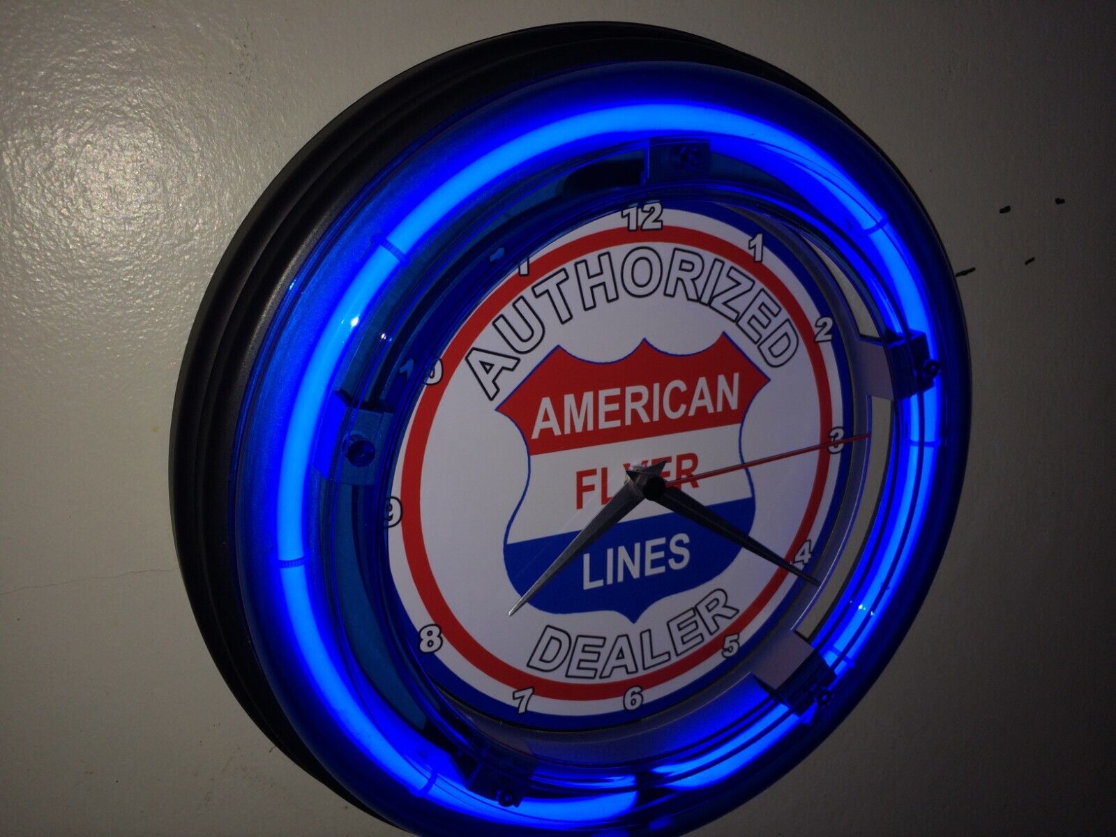 American Flyer AuthDealer Train Bar Man Cave Neon Wall Clock Advertising Sign