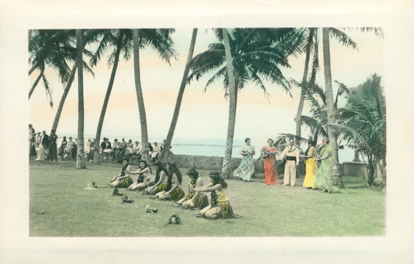 1930's Kodak of Hawaii Hula Show Waikiki hand colored Hawaii Photo #6 Hula Girls