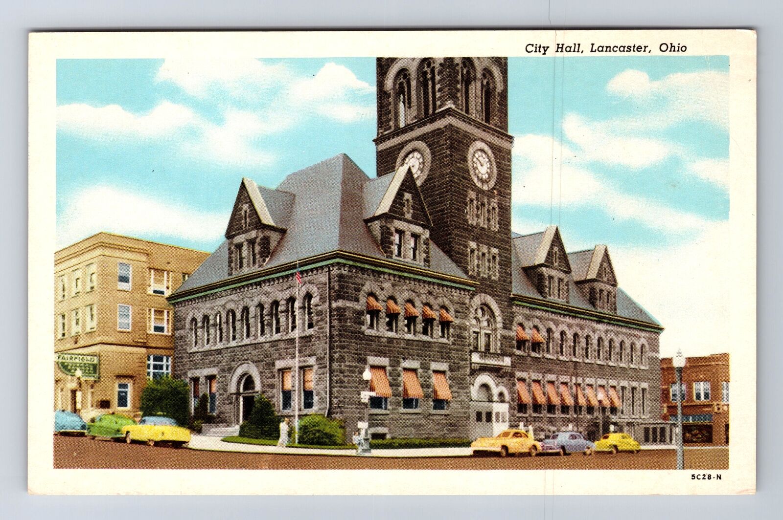 Lancaster OH-Ohio, City Hall, Antique, Vintage Souvenir Postcard