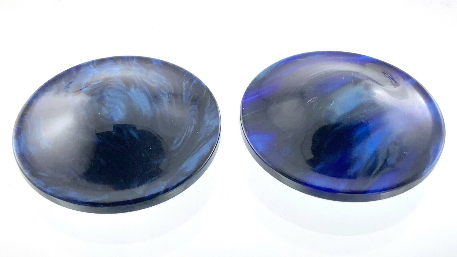 Vintage Molded Blue Marbled Plastic Garment Button Size 1.25in Set Of Two 952A