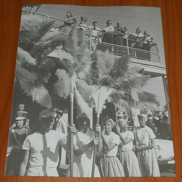 1960 Press Photo Miami Orange Bowl Halftime Show People Holding Exotic Fans