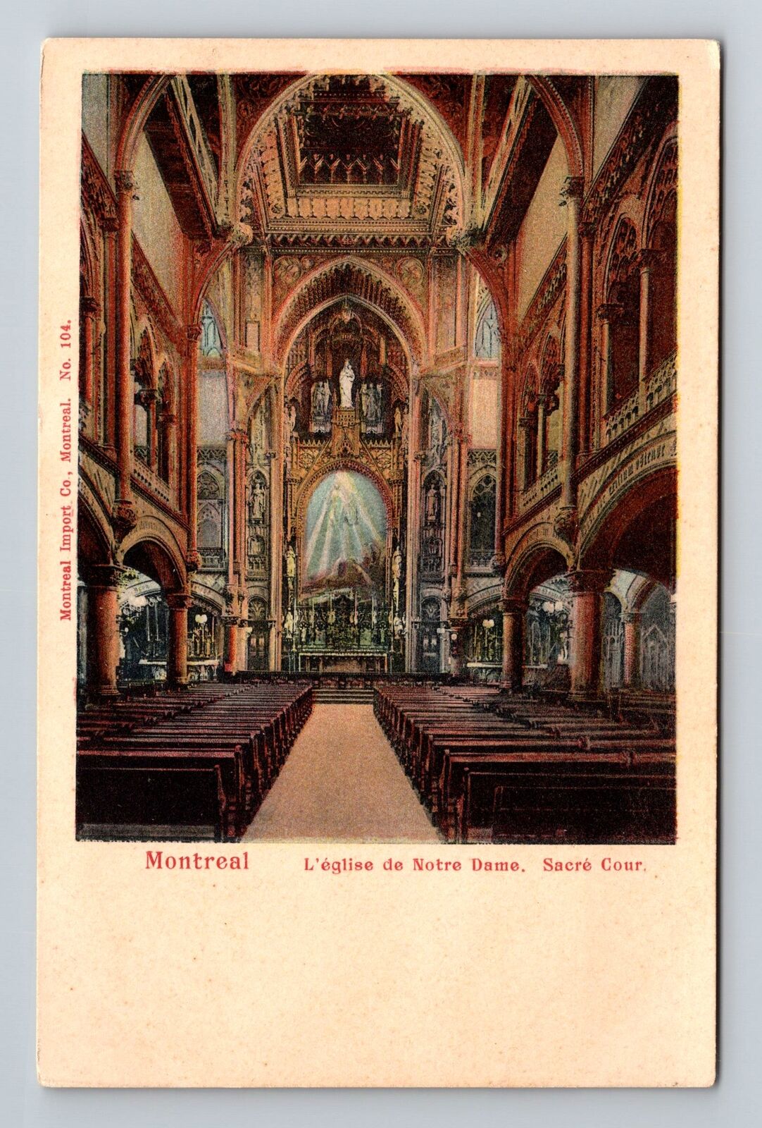 Montreal-Quebec, Interior Notre Dame Cathedral, Vintage Postcard