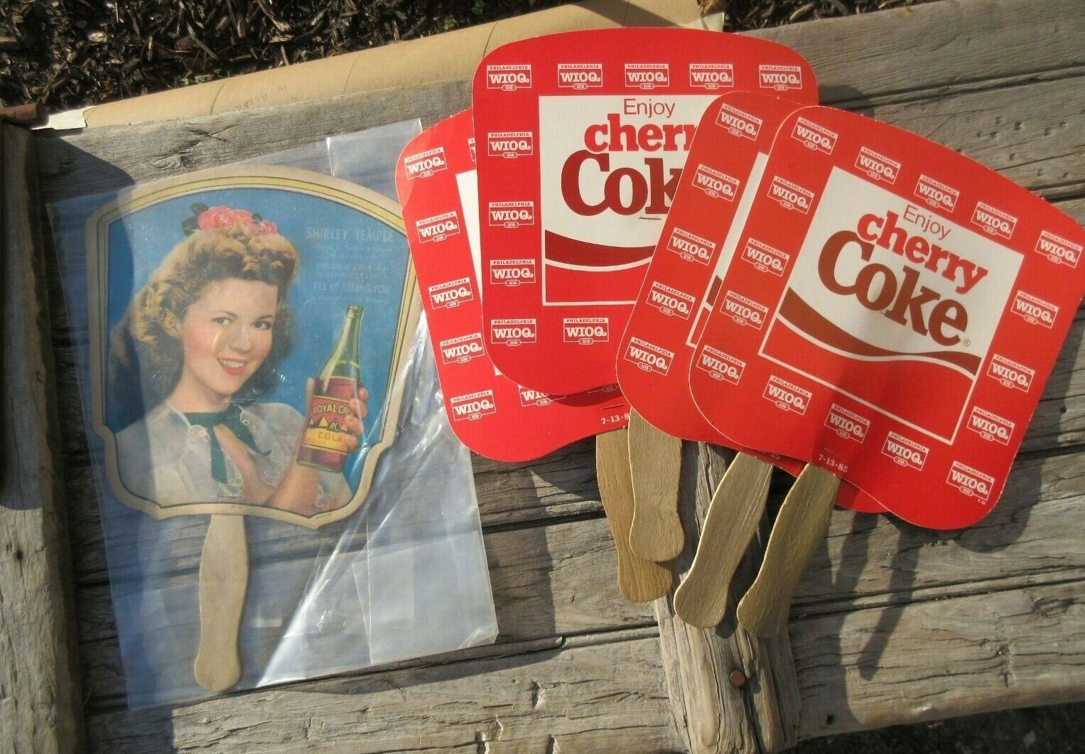 Vintage 1950s 1980s Royal Crown Cola Coca Coke Fan Advertisement Sign