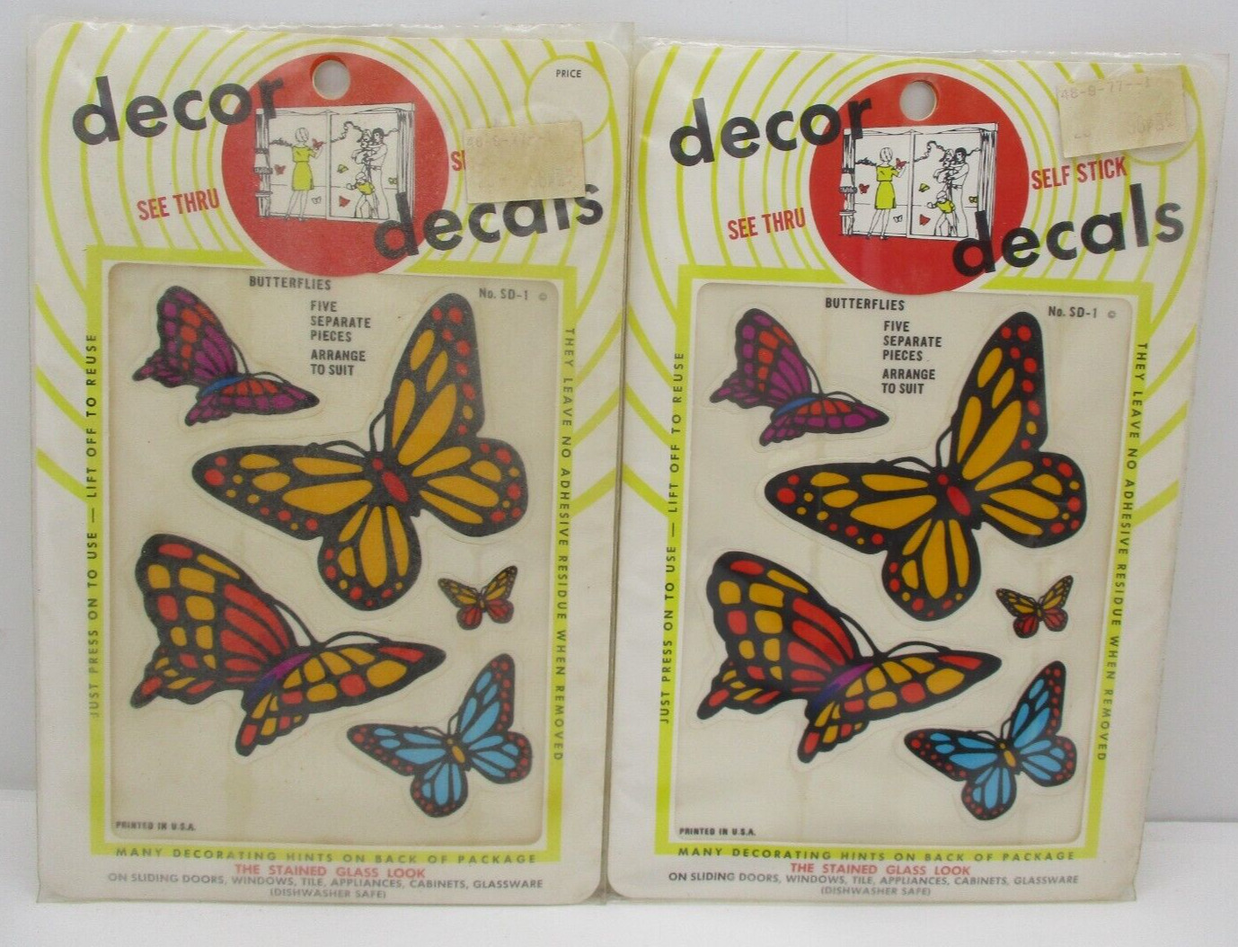Vintage 1973 Shelly Products Butterfly Decals