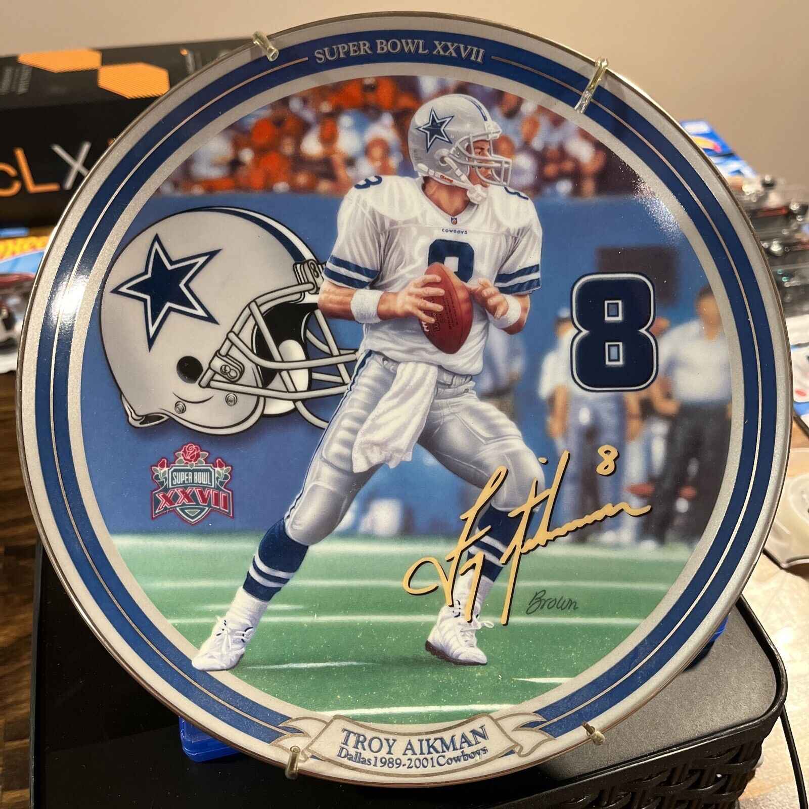 Super Bowl XXVII by Rick Brown Collector Plate America's Quarterback Troy Aikman