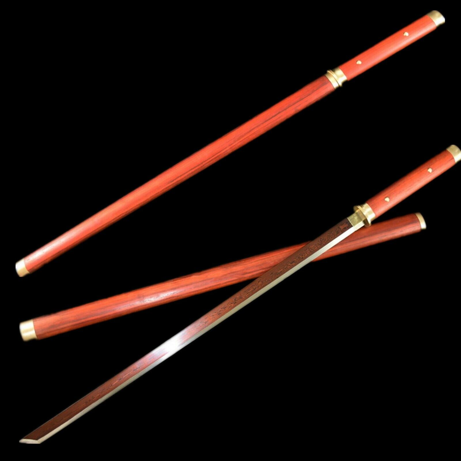 Handmade Red Blood Blade Damascus Folded Steel Japanese Samurai Sword Sharp