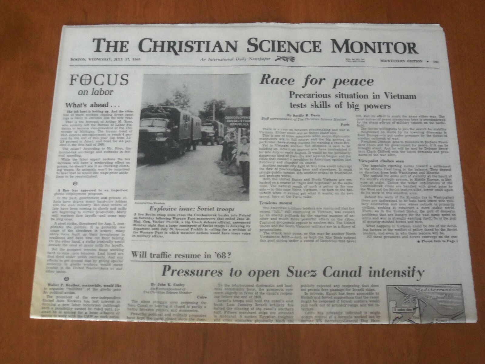 1968 JULY 17 THE CHRISTIAN SCIENCE MONITOR - RACE FOR PEACE IN VIETNAM - NP 4657