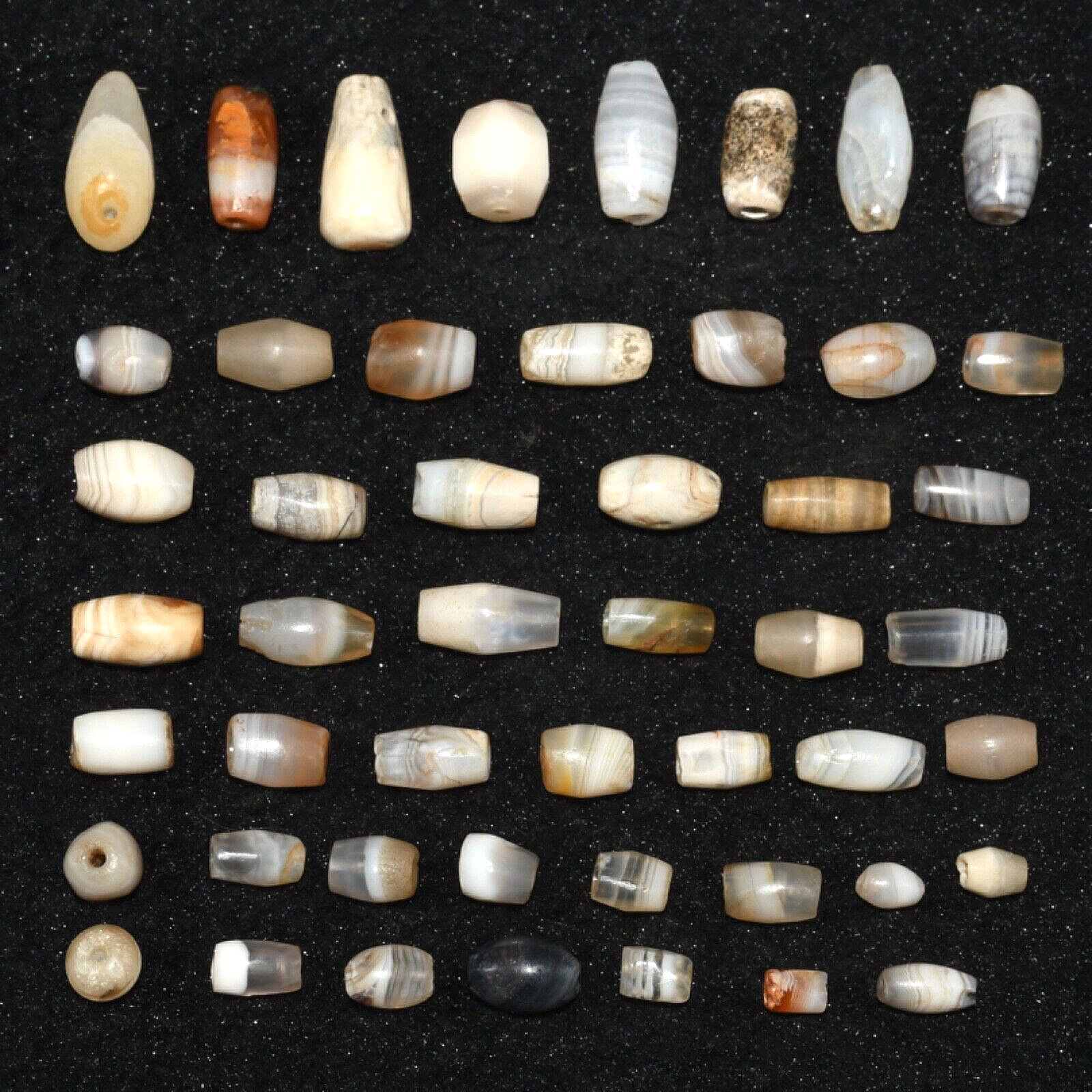 Lot Sale 50 Ancient Margiana Greco Bactrian Large Banded Agate Stone Beads