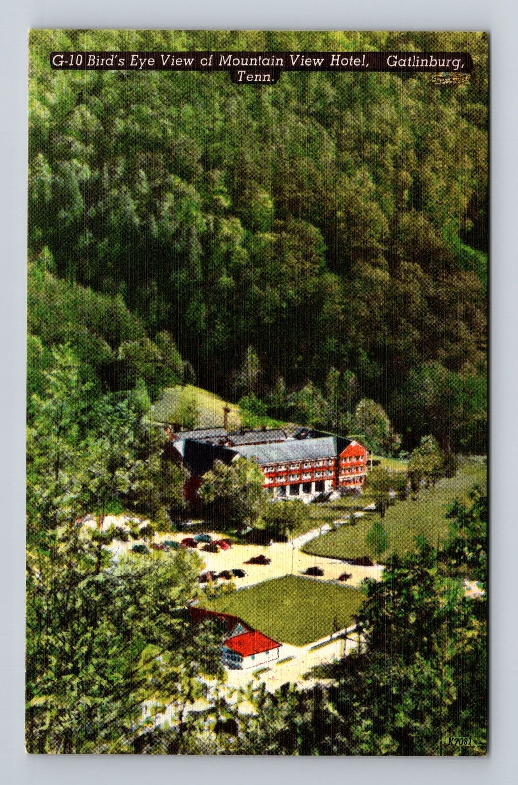 Gatlinburg TN-Tennessee, Birds Eye View Mountain View Hotel Vintage Postcard