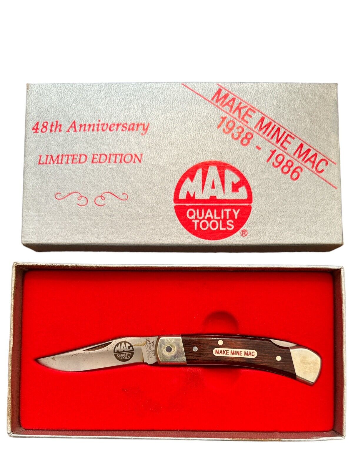 1986 MAC TOOLS UTICA LIMITED 48th ANNIVERSARY LOCKBACK KNIFE 'MAKE MINE MAC'