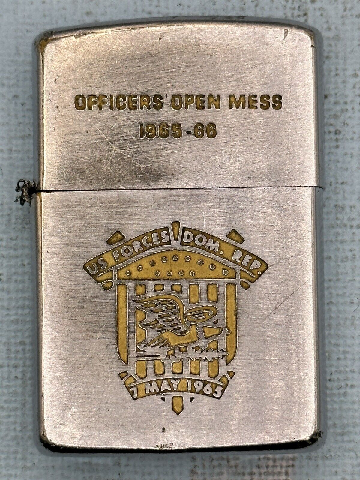 Vintage 1966 US Forces Officers Open Mess Chrome Zippo Lighter