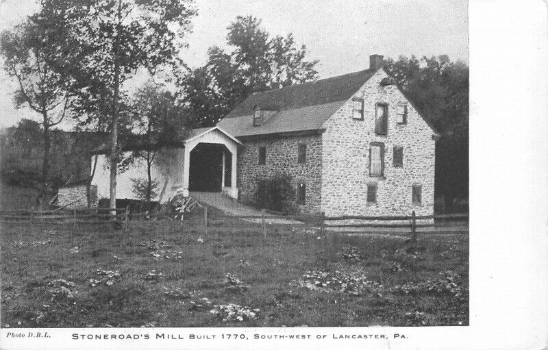 1920s Pennsylvania Lancaster Stoneroad's Mill Covered Bridge Postcard 22-11100