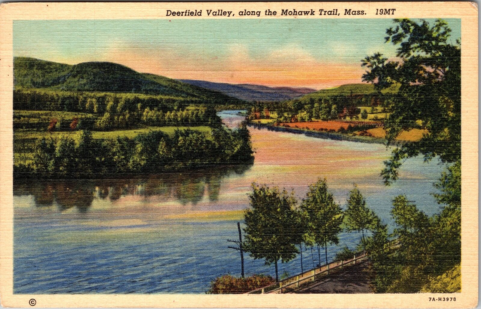 Deerfield MA-Massachusetts, Deerfield Valley, Vintage Postcard