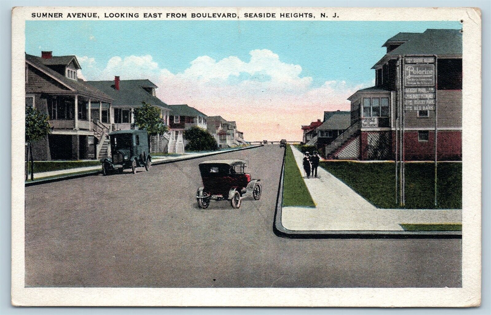 Postcard NJ Seaside Heights Sumner Avenue Looking East Beach Homes c1920s U8