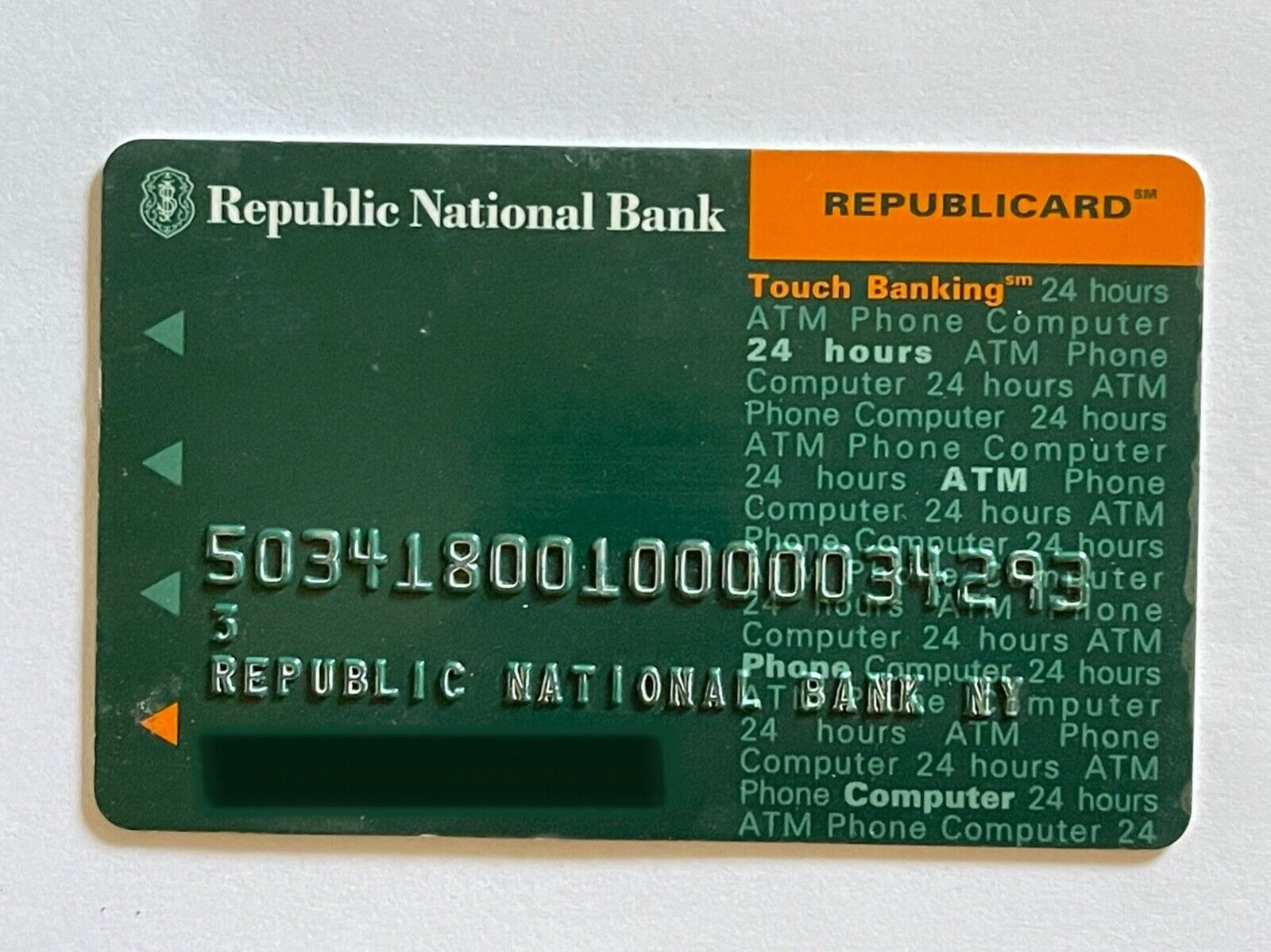 REPUBLIC NATIONAL BANK New York REPUBLICARD ATM Card - Collectible