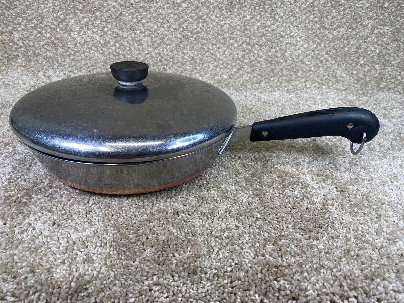 Vintage Revere Ware Pre-1968 Copper Clad 10 Inch Skillet With Lid Made In USA