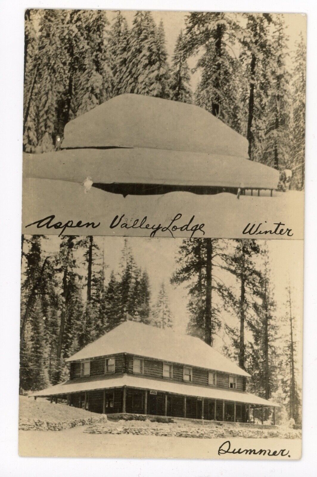 CO, Aspen. ASPEN VALLEY LODGE. Views in Winter and Summer. Real Photo Postcard