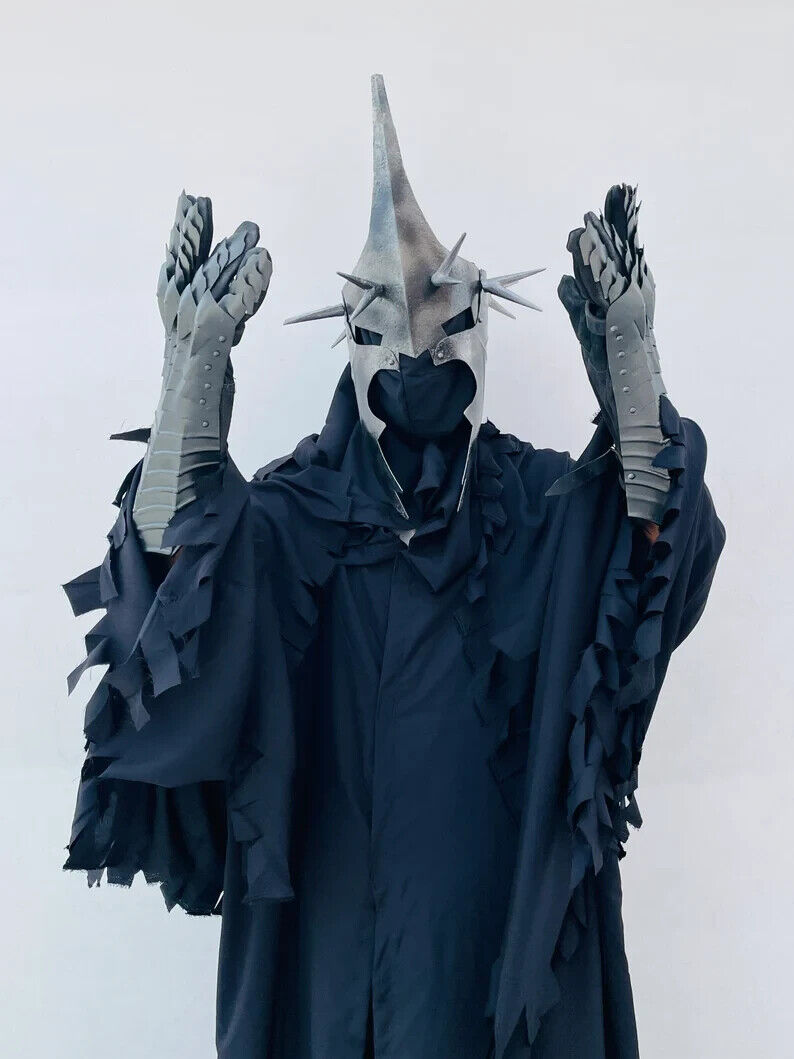 Ring Wraith Costume Nazgul Costume/Nazgul Helmet/Gloves/Black Cape Perfect Hallo