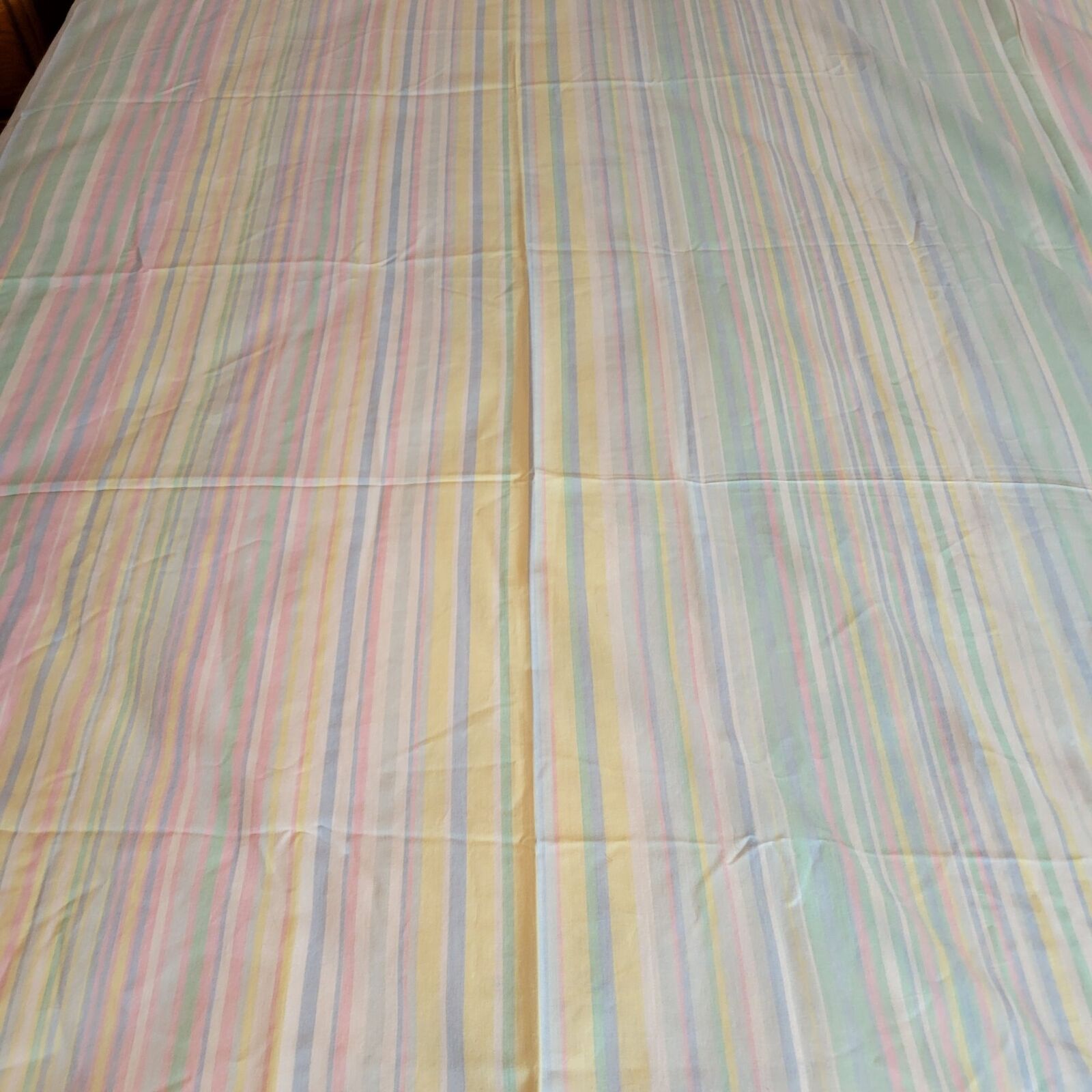 Vintage Pastel Striped Cotton Flat Double Full Sheet