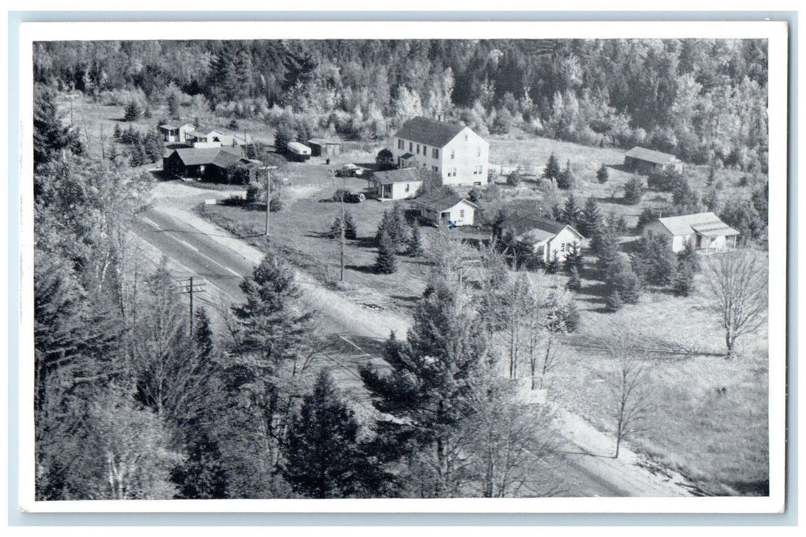 c1940's Bird's Eye View Of Half Way Cabins Mattawamkeag Maine ME Trees Postcard