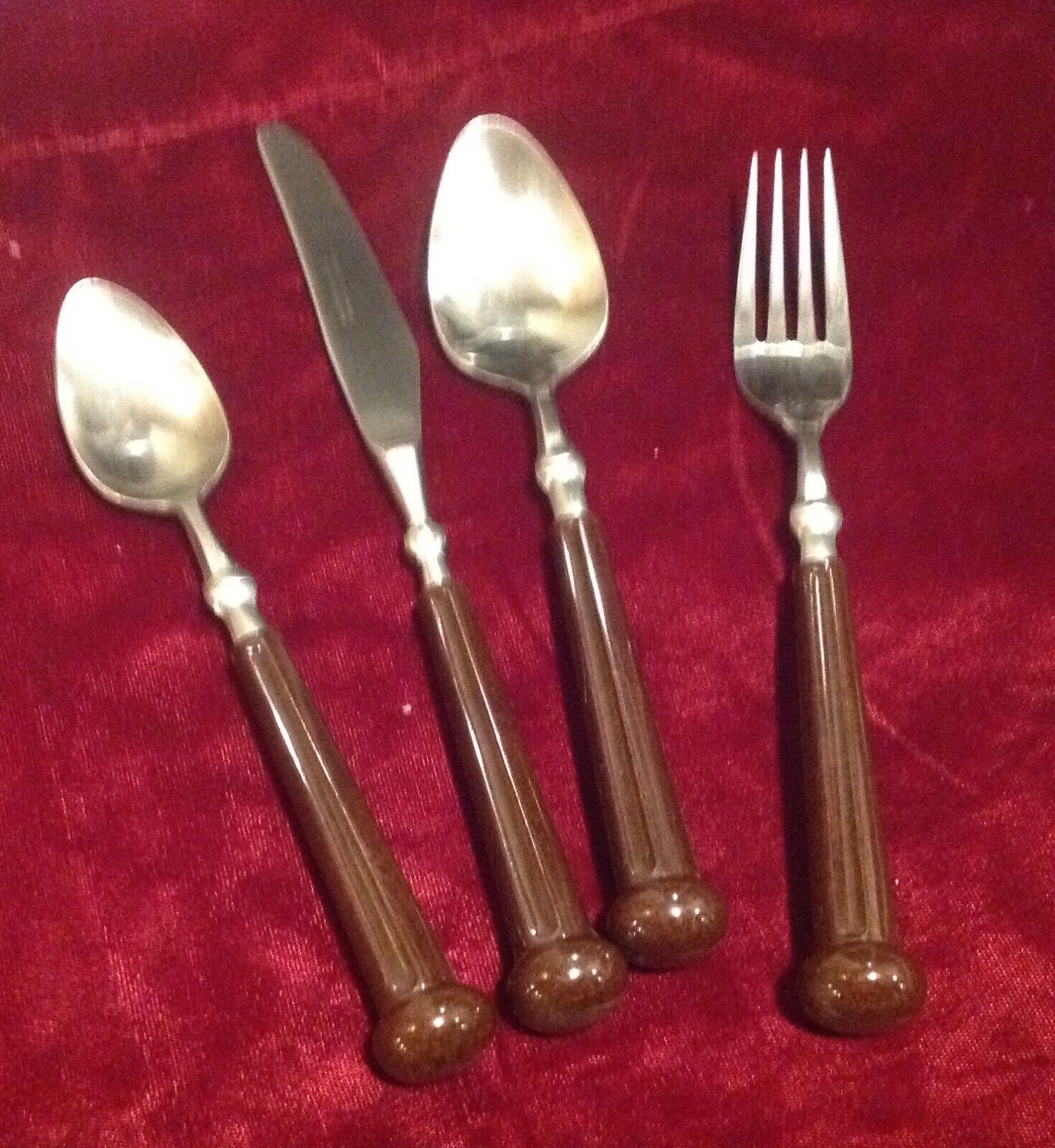 Vintage Oxford Hall Fashion - Wear Brown Stainless 4 piece place setting