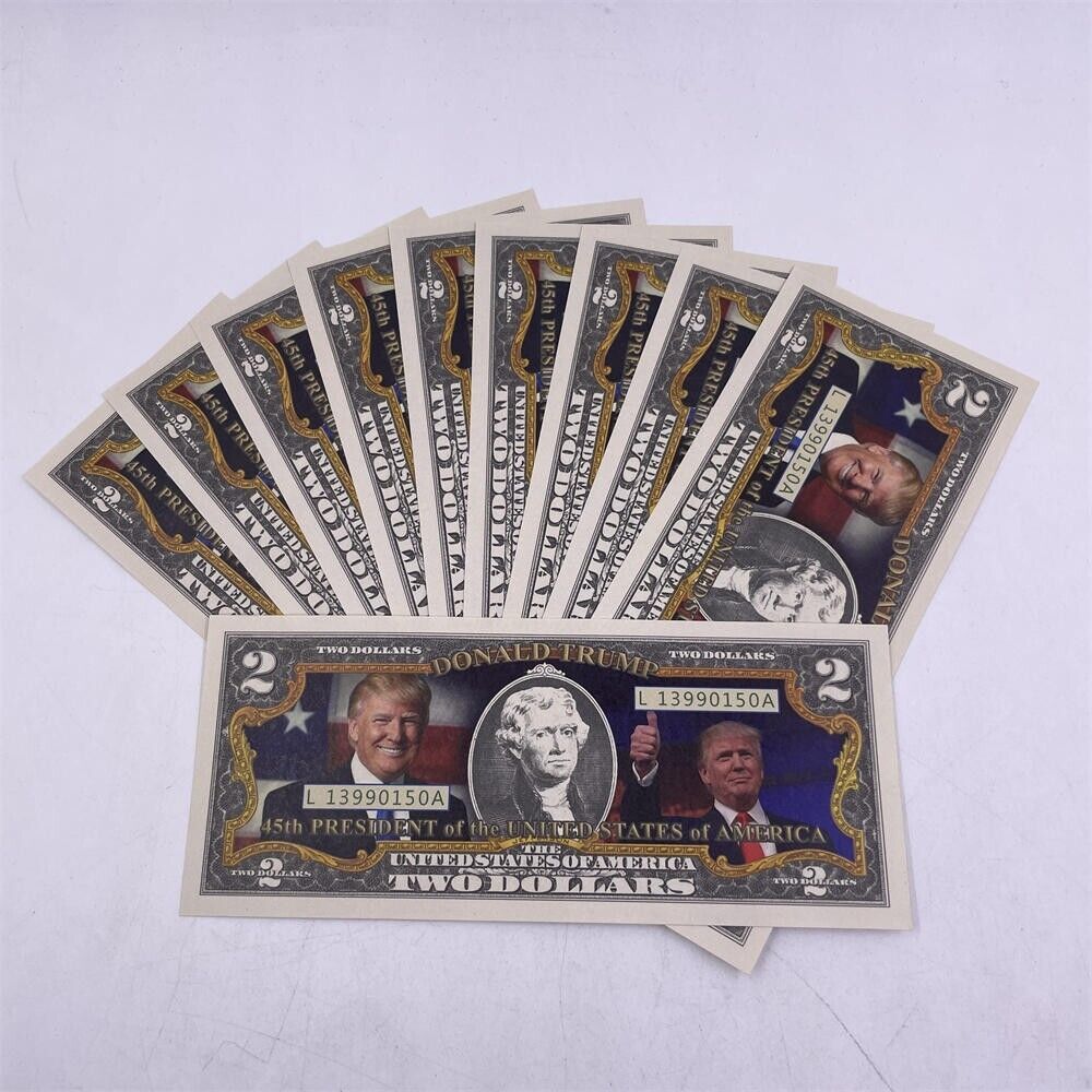 10pcs/lot 45th President DONALD TRUMP banknote US $2 For Supporter Nice Gift