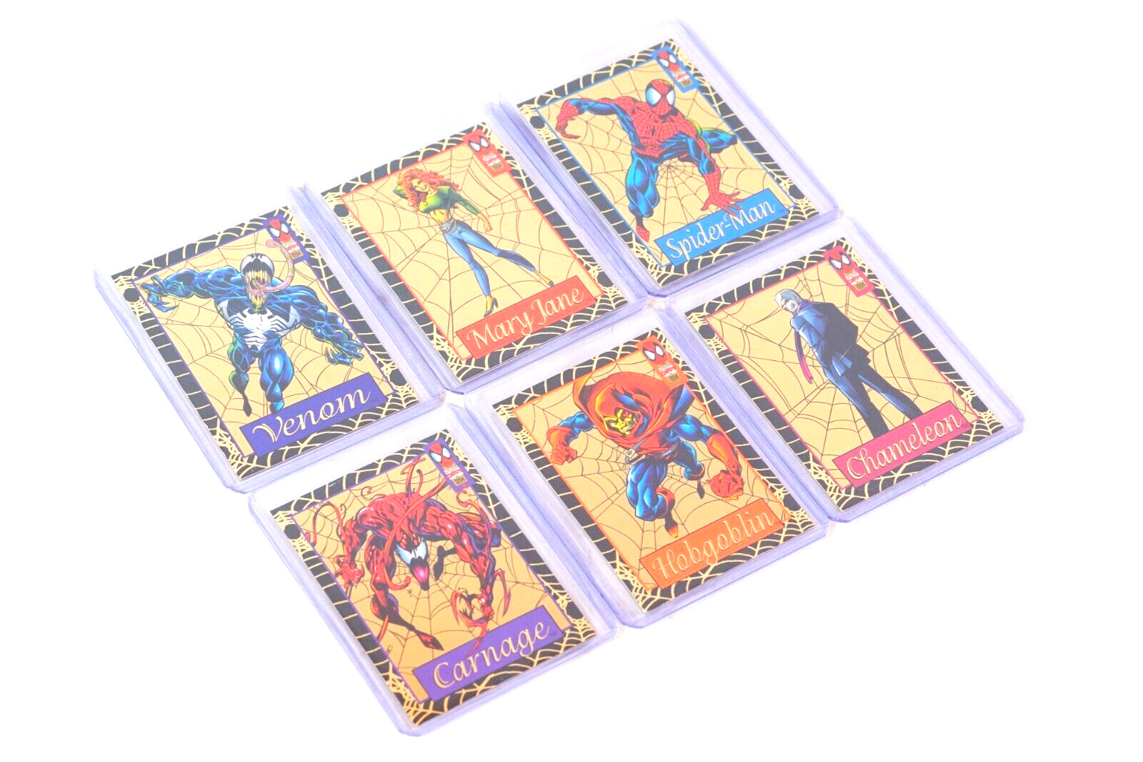 1994 MARVEL Gold Web Fleer Trading Card Set Limited Edition Foil Cards 1-6