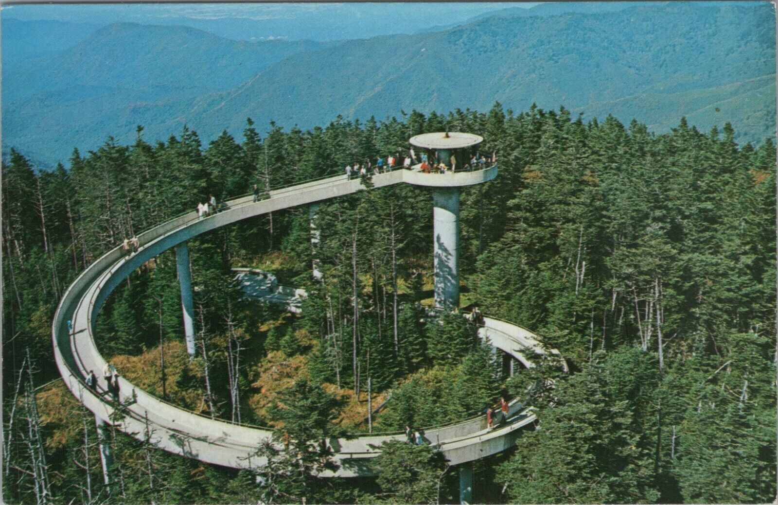 Observation Tower On Clingmans Dome Smoky Mountains NC Chrome Vintage Post Card